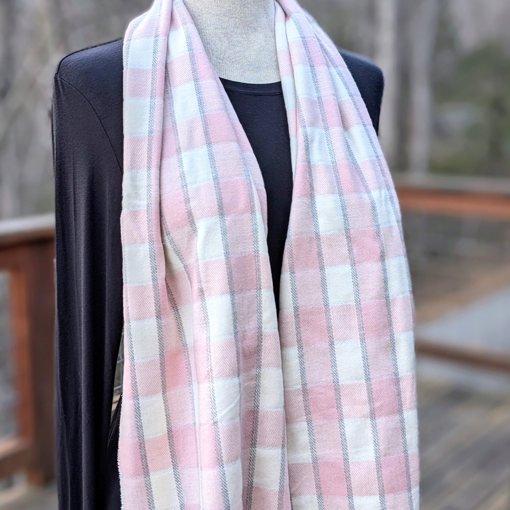 Super Soft Pink Plaid Scarf